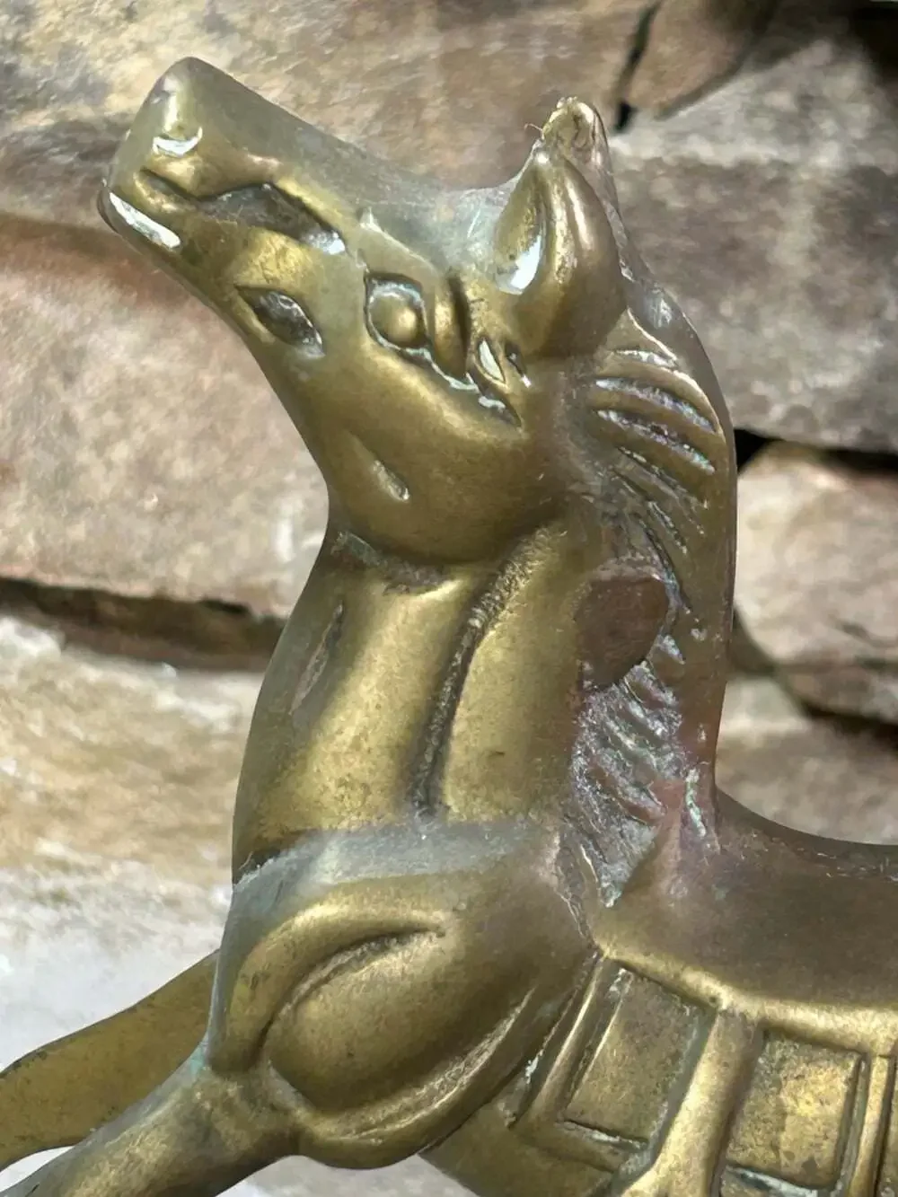 Vintage Brass Rocking Horse nice patina 7”